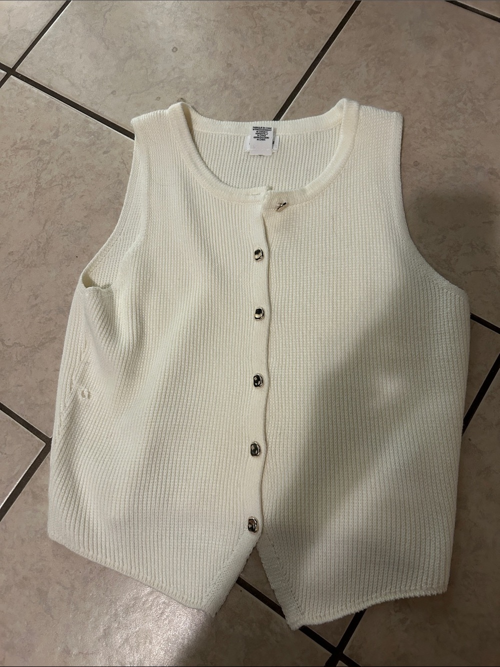 Song of Style Cream Knit Button-Front Women's Vest